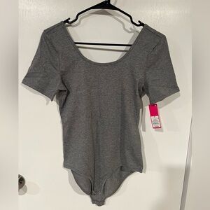Ballet neck grey bodysuit